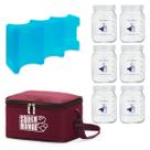 Kit N1 - Bolsa Térmica com Gelo Artificial e 6 potes de vidro com graduação 200ml