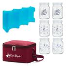 Kit N3 - Bolsa Térmica com Gelo Artificial e 6 potes de vidro 200ml Decorados