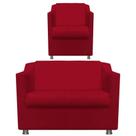 Kit Namorad. + 01 Poltr. Bia Recep. Clinicas Consultorios Sala de Estar Hospitais- JM INTERIORES Cor suede Vermelho