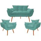 Kit Namoradeira + 02 Poltronas Decorativa para Sala de Estar Quarto Recepção Clinica Opala Jm interiores Suede Tifany Kit Namoradeira + 02 Poltronas Decorativa para Sala de Estar Quarto Recepção Clinica Opala Jm interiores Suede Tifany