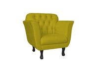 Kit Namoradeira + 1 Poltrona Decorativa Dália Couro Amarelo Pés Madeira Ms Decor