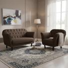 Kit Namoradeira + 1 Poltrona Decorativa Dália Couro Marrom Pés Madeira Ms Decor Kit Namoradeira + 1 Poltrona Decorativa Dália Couro Marrom Pés Madeira Ms Decor