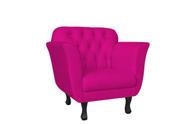 Kit Namoradeira + 1 Poltrona Decorativa Dália Couro Rosa Pink Pés Madeira Ms Decor