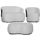 Kit Namoradeira + 1 Poltrona + Puff Decorativo Beatriz Orgânico Composê Couro Marrom Couro Branco Mz Decor Kit Namoradeira + 1 Poltrona + Puff Decorativo Beatriz Orgânico Composê Couro Marrom Couro Branco Mz Decor