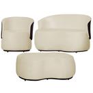 Kit Namoradeira + 1 Poltrona + Puff Decorativo Beatriz Orgânico Composê Couro Marrom Suede Marfim Ms Decor Kit Namoradeira + 1 Poltrona + Puff Decorativo Beatriz Orgânico Composê Couro Marrom Suede Marfim Ms Decor