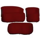 Kit Namoradeira + 1 Poltrona + Puff Decorativo Beatriz Orgânico Composê Couro Marrom Suede Vermelho Mz Decor Kit Namoradeira + 1 Poltrona + Puff Decorativo Beatriz Orgânico Composê Couro Marrom Suede Vermelho Mz Decor