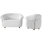 Kit Namoradeira 2 Lugares e Poltrona Decorativa Orgânica Perseu M03 Bouclê Cru - Lyam Decor