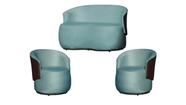 Kit Namoradeira + 2 Poltronas Decorativa Beatriz Orgânica Composê Couro Marrom Veludo Azul Turquesa Ms Decor Kit Namoradeira + 2 Poltronas Decorativa Beatriz Orgânica Composê Couro Marrom Veludo Azul Turquesa Ms Decor