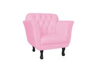 Kit Namoradeira + 2 Poltronas Decorativa Dália Suede Rosa Bebê Pés Madeira Ms Decor