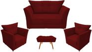 Kit Namoradeira + 2 Poltronas Decorativa Isis + 1 Puff Retangular Suede Marsala Pés Madeira Mz Decor Kit Namoradeira + 2 Poltronas Decorativa Isis + 1 Puff Retangular Suede Marsala Pés Madeira Mz Decor