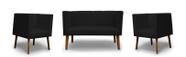 Kit Namoradeira + 2 Poltronas Decorativas Barcelona Suede Preto - Casa & Estofados Kit Namoradeira + 2 Poltronas Decorativas Barcelona Suede Preto - Casa & Estofados