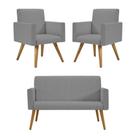 Kit Namoradeira + 2 Poltronas Decorativas Linho Balaqui