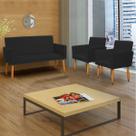 Kit Namoradeira + 2 Poltronas Decorativas Para Sala Nina Suede Pé Castanho