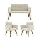 Kit Namoradeira + 2 Poltronas Decorativas Recepção Balaqui