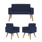 KIT Namoradeira + 2 Poltronas Decorativas Sala Oferta