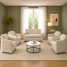 Kit Namoradeira + 4 Poltronas Decorativas Para Sala Mila Suede Cores Pé de Plastico Cromado