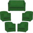 Kit Namoradeira + 4 Poltronas Decorativas Para Sala Mila Suede Cores Pé de Plastico Cromado
