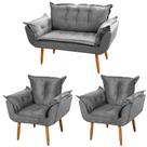 Kit Namoradeira com 02 Poltronas Decorativas Francis Suede Cinza - Desk Design