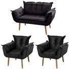 Kit Namoradeira com 02 Poltronas Decorativas Francis Suede Preto - Desk Design