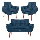 Kit Namoradeira Decorativa 2 Poltronas Decorativas Vit Decor Suede Conforto Elegância e Pés Palito