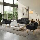 Kit Namoradeira Decorativa Para Sala + 2 Poltronas Reforçadas Para Amamentação Alice Suede Cores Pé Castanho