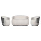 Kit Namoradeira Mais 02 Poltronas Orgânico Beatriz Tecido Bouclé Mesclado Com Tecido Estilo Calacata Cinza - Estopar
