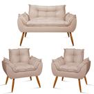 KIT Namoradeira Opala + 2 Poltronas para Sala Balaqui Decor