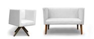 Kit Namoradeira + Poltrona Decorativa Barcelona Base Giratória Suede Branco - Casa & Estofados Kit Namoradeira + Poltrona Decorativa Barcelona Base Giratória Suede Branco - Casa & Estofados