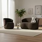 Kit Namoradeira + Poltrona Decorativa Beatriz Orgânica Composê Couro Marrom Suede Marrom Mz Decor Kit Namoradeira + Poltrona Decorativa Beatriz Orgânica Composê Couro Marrom Suede Marrom Mz Decor