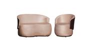 Kit Namoradeira + Poltrona Decorativa Beatriz Orgânica Composê Couro Marrom Veludo Rosa Mz Decor