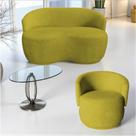 Kit Namoradeira + Poltrona Decorativa Beatriz Orgânica Suede Amarelo Kit Namoradeira + Poltrona Decorativa Beatriz Orgânica Suede Amarelo