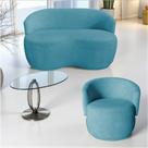 Kit Namoradeira + Poltrona Decorativa Beatriz Orgânica Suede Azul Turquesa Kit Namoradeira + Poltrona Decorativa Beatriz Orgânica Suede Azul Turquesa