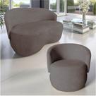 Kit Namoradeira + Poltrona Decorativa Beatriz Orgânica Suede Capuccino