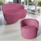 Kit Namoradeira + Poltrona Decorativa Beatriz Orgânica Suede Rosa Kit Namoradeira + Poltrona Decorativa Beatriz Orgânica Suede Rosa