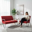 Kit Namoradeira + Poltrona Decorativa Bela Suede Vermelho Braço Cromado Kit Namoradeira + Poltrona Decorativa Bela Suede Vermelho Braço Cromado