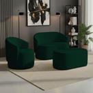 Kit Namoradeira Poltrona e Puff Malu Max Bouclê Verde D'Rossi