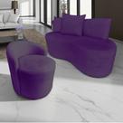 Kit Namoradeira + Poltrona Yara Orgânica Veludo Roxo