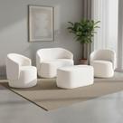 Kit Namoradeira Poltronas e Puff Malu Max Bouclê Off White D'Rossi