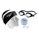 Kit Natação Swim Touca Oculos Protetor Ouvido Speedo Preto