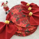Kit natal poá vermelho jogo dourado sousplat de 12 pçs