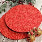 Kit natal vermelho jogo americano 2 capas de sousplat e 2 bases mdf Kit natal vermelho jogo americano 2 capas de sousplat e 2 bases mdf