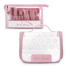 Kit Necessaire Transparente Com Frascos Ideal Para Viagens E Bagagem De Mão - Rosa