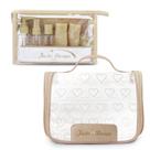 Kit Necessaire Transparente Com Frascos Ideal Para Viagens E Bagagem De Mão - Rosa