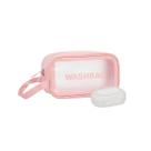 Kit Necessaire Washbag Rosa Pequena com Saboneteira p Viagem