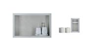 Kit Nicho de Porcelanato 50x30x11cm E Porta Papel Higiênico Duplo Banheiro Organizado Cinza Claro Kit Nicho de Porcelanato 50x30x11cm E Porta Papel Higiênico Duplo Banheiro Organizado Cinza Claro