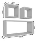 Kit Nichos 3 peças branco retangular 50 x25 MDF 15mm decoração