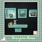 Kit Nichos Cubo + Prateleira com Varão MDF - Verde BB Bebê