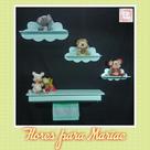Kit Nichos Nuvem + Prateleira com Varão MDF - Verde Bebê BB