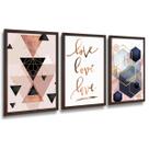 Kit Nichos Plaquinhas Moldura Decorativa Kit Rose e Dourado