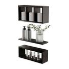 Kit Nichos Prateleiras França Para Banheiro Decorativo Preto
